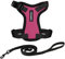 Voyager Step-in Lock Katzengeschirr und reflektierende Katzenleine mit Neoprengriff by Best Pet Supplies - Unterstützt kleine, mittlereund große Katzenrassen, Fuchisa/Schwarzer Rand, size XXXS - 1,5 m