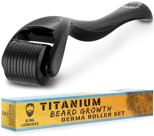 King Leonidas Bart-Derma Roller für Männer, 0,30 mm Präzisions-Mikronadelroller für ultimatives Bartwachstum, fortschrittliche Titan-Mikronadeln für Gesichtsbehaarung