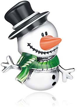 Charm-Anhänger für originelles Armband aus 925er Sterlingsilber, Motiv: Schneemann, Weihnachtsmotiv