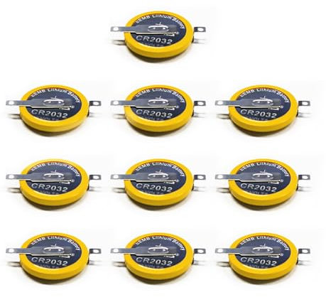 EEMB 10PACK Tabbed CR2032 Battery with Solder Tabs 3V Lithium Battery 2032 Coin Cell Lithium Batteries for Sensor Radio Gameboy Color Game Battery Replacement