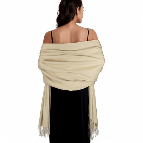 SWAT PANY Stola Beige Damen Festlich Schultertuch Stola für Abendkleid Pashmina Schal Frauen Winter Schals Tücher für Damen