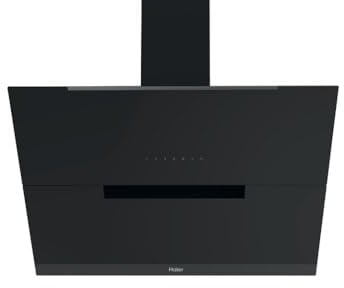 Haier I-Link HADG9CS46BWIFI- Campana extractora decorativa 90cm, WIFI, Potencia 937 m3/h, 270W, 5 Velocidades, Silenciosa 63 db, Filtros carbono, 2 Filtros Antigrasa, Luz LED, Clase A++, Cristal Negro