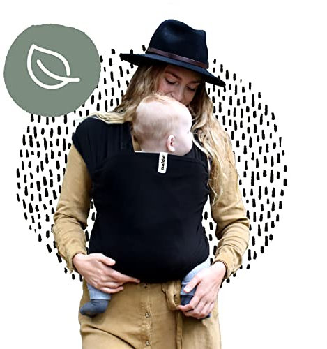 Cuddie Babytragetuch Schwarz | Premium Bio-Tragetuch für Neugeborene und Kinder | Alles in einem Babytrage | Geschenk Baby Wrap Carrier | Bis zu 15 kg | Verstellbar für alle Körpertypen (Schwarz)