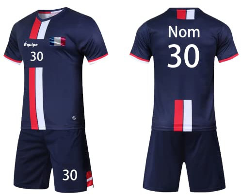 Personnaliser Maillot T-Shirt Football Nom Numéro Logo de l'équipe pour Adulte/Enfants Bleu Saphir