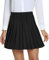 Damen Schule Stil Elastische High Taille Faltenrock A-Linie Kariert Tennis Mini Röcke mit Kurze Hosen(M, Schwarz)