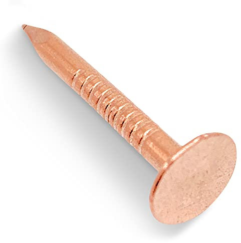 Dubbs Hardware - 100 clous en cuivre de 2,5 cm de finition pour toiture – Pointes en ardoise en cuivre pur massif pour meubles et bateau – Le colis comprend 100 clous de la plus haute qualité