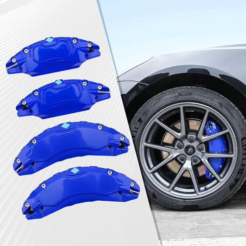 Nakonic Caliper Covers Set of 4 Compatible with Model 3 2017-2023,18 Inch 19 Inch Wheel Hub Size Sport Blue Brake Caliper Covers Model 3 Caliper Covers Without Stickers(NOT FIT Model Y)