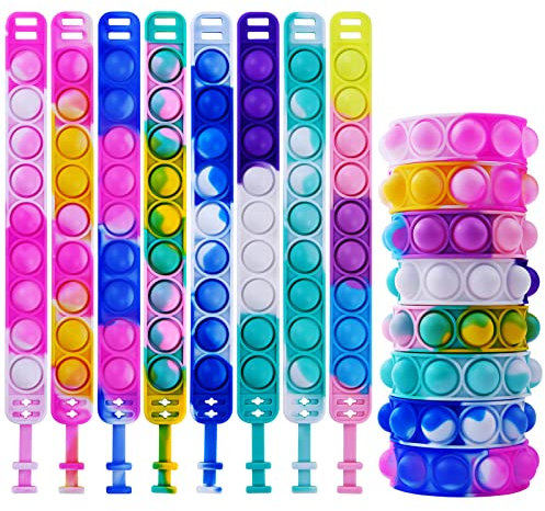 Ainiv Pop Armband, 8 Stück Pop Push It, Pop Bubble Fidget Armband Spielzeug, Armband Kinder Set, Fidget Toys Set,Simple Fidget Toy Armband, Baby Sensory Toy für Kinder/Erwachsene (Bunt)