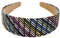 axy Breiter Haarreif in Bast-Optik mit geflochtener Oberfläche Damen Sommerlich Haarreifen Stirnband Haarschmuck HRN1 (Schwarz-Bunt)