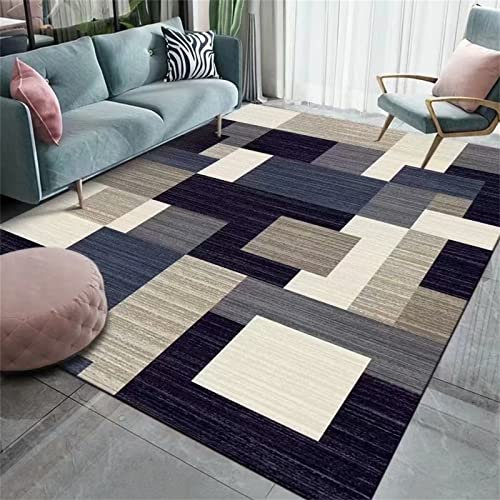 AU-SHTANG Teppich esszimmer Dunkelblauer Teppich, geometrisches Muster, hochwertige und komfortable Schall dämmung, Nicht verblassen der Teppich deko Flur, dunkelblau, 40x60cm