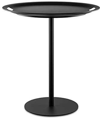 Alessi JM12 DG Op-la Vassoio/Tavolino, Base in Acciaio colorato, Piano e Vassoio in resina termoplastica, Nero.