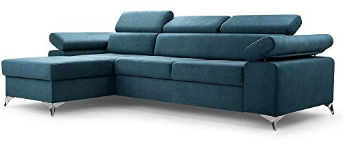 Fabryka Mebli Idźczak Schlafsofa Sofa Madryt Mini Couch Ausklappbares Sofa Schlaffunktion Bettkasten - Kissen Bettzeugbehälter Hilfsautomat - Wohnzimmer Gästezimmer Modern Design (Vena 12 L)