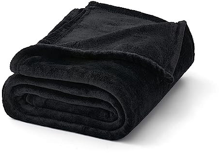 MIULEE Coperta Plaid Plaid in Pile per Divano in Velluto Coperta Singolo e Matrimoniale Letto Coperta Morbida Decorazioni Casa Poltrona Tinta Unita per Letto Ufficio 150x200 CM Nero