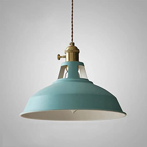 Mengjay Retro Pendelleuchte Industrielle Vintage Pendelleuchte Hängeleuchte Retro Lampenschirm Industrial E27 für Esszimmer Esstisch Flur Restaurant Wohnzimmer Hotel Café (Blau)