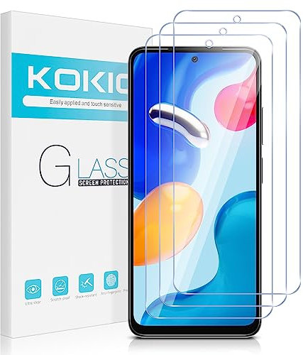 Kokio Cristal Templado para Xiaomi Redmi Note 11/11S 4G, Antiarañazos, Antihuellas, Sin Burbujas, Dureza 9H, Ultra Resistente, HD Transparente, 3 Piezas Protector de Pantalla para Redmi Note 11 4G