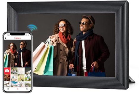 Moman Digitaler Bilderrahmen WF11T, 32GB IPS-Touchscreen Automatische Drehung Sofortiges Teilen von Fotos/Videos über die App Ideales für Jubiläen Geburtstage und mehr