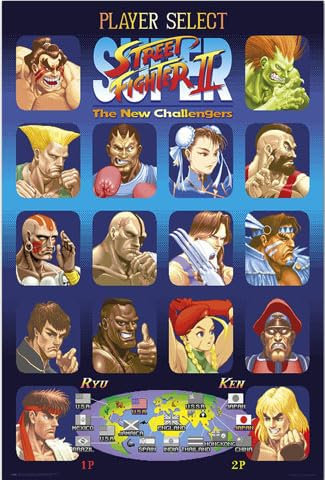 Street Fighter - New Challengers - Poster Druck - Größe 61x91,5 cm + 1 Ü-Poster der Grösse 61x91,5cm
