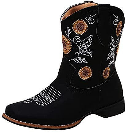 Stivali Donna Estivi Traforati Neri Stivali Stivaletti Stivali Estivi Donna Traforati Bassi Stivali da Moto Stivali di Gomma Ciabatte Donna estive Sandali Donna con Tacco Nero-3 42