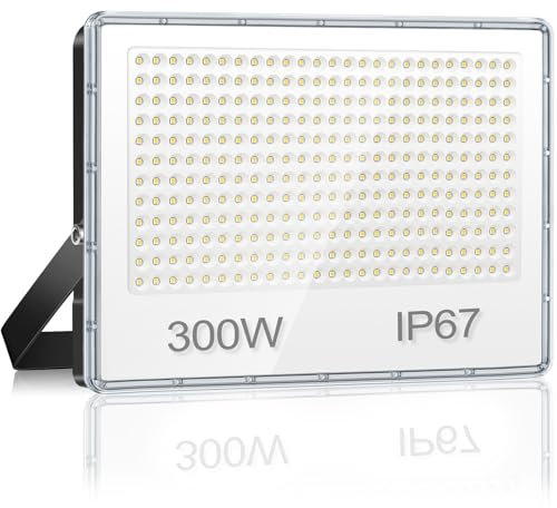 YIQIBRO LED Strahler Außen 300W, Fluter Außen 30000LM, Aussenstrahler LED Wasserdicht IP67,7000K Kaltweiß Superhell Außenstrahler Scheiwerfer für Lager Garten Garage Hof Fabrik Parkplatz