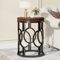Tribesigns Round End Table, Industrial SideTable with Metal Hollow Frame, Small Bedside Table Nightstand for Living Room, Bedroom, Easy Assembly (Rustic Brown,1PC)