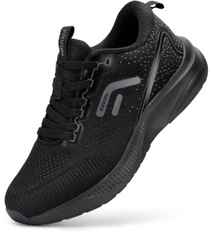 FitVille Scarpe Running Uomo Pianta Larga Comodo Sneakers Ginnastica Traspirante Leggere Scarpe da Corsa su Strada Nero 44.5 EU Larga