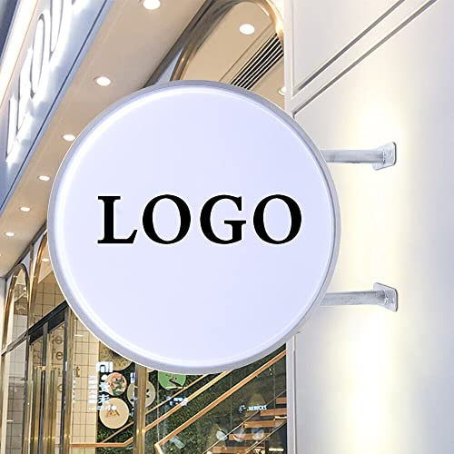 Cartel luminoso redondo, 50 cm, caja de luz LED, impermeable, de doble cara, para la nariz, proyección circular, en blanco, iluminado