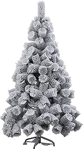 Árbol de Navidad con luz Árbol de Navidad Grande Árbol de Pino de Navidad con Nieve Recogida Árbol de Navidad Artificial de PVC con Soporte de Metal (Blanco 6 pies)