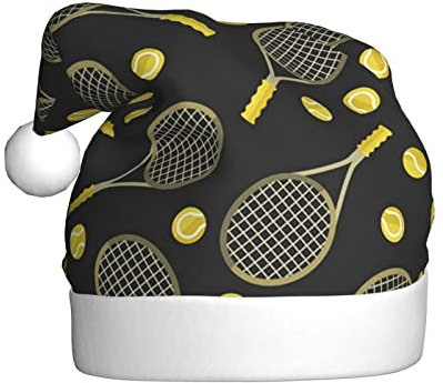 COMAAM Lustige Tennisschläger Und Tennisbälle Erwachsene Plüsch Weihnachtsmütze Weihnachten Dekorative Hut Geeignet Für Silvester Party Supplies