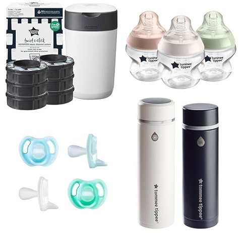 Tommee Tippee Amazon Bundles of Joy - Baby Essentials (0-6 Months), Bottles, Nappy bin, Soothers and Formula Feed Maker