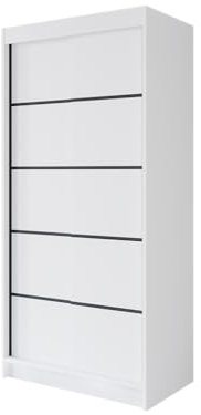 Easy4You P4 100 cm White Sliding Doors Wardrobe 100 x 200 x 58 cm Bedroom Furniture Storage - Multipurpose Cabinet - Colour: White
