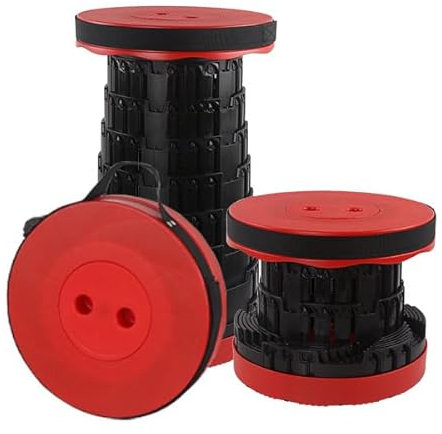 Rshuhx Tabouret Pliant Portable Tabourets pliants pour Adultes Camping Tabouret Pliable Siège léger Rétractable pour Excursion Pêche en Plein air Randonnée Charge maximale 460lb/210kg(Rouge Noir)