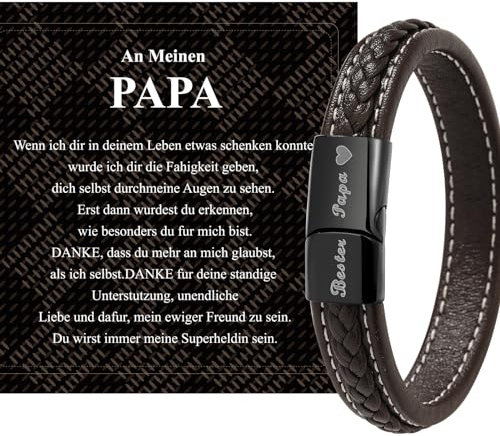 Geschenke für Papa Geburtstagsgeschenk für Armband Gravur Personalisierte Lederarmband Weihnachtsgeschenke Vatertagsgeschenk