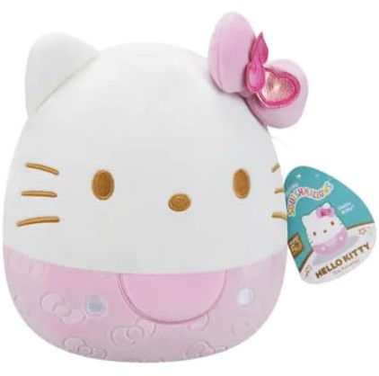 Squishmallows Original Sanrio Hello-Kitty, 20,3 cm, 50-jähriges Jubiläum, rosa geprägt, offizielles Plüschtier
