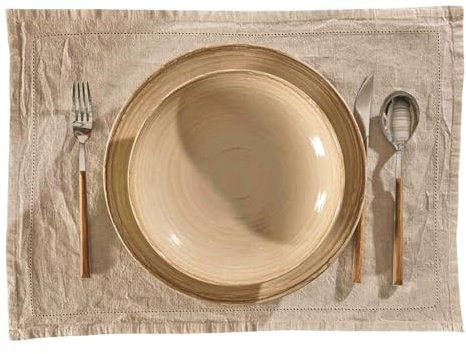 MyHome Country Tischset 4-tlg. Set, Premium Tischsets für den Tisch, Strapazierfähige Tischsets, Stilvolle Platzsets, Ideales Esstisch-Accessoire, Tischsets aus Leinen und Baumwolle, Pamira, Natur, 30