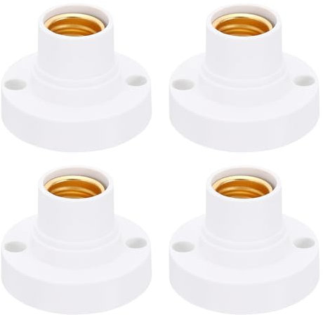 PATIKIL E14 Ampoule Douille Adaptateur de douille, 4pcs Rond Vis Base Lampe Support Lumière Remplacement Bases pour Halogène CFL Lumière Ampoule, Blanc