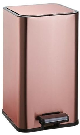Poubelles de salle Poubelle en acier inoxydable avec couvercle, poubelle à pédale carrée, poubelle à fermeture douce avec poubelle amovible for salon, chambre à coucher, bureau Poubelle(Rose Gold)