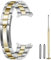 Juntan 22mm Stainless Steel Watch Band Curved End Men Women Metal Watch Bands Strap Screw in Replacement Bracelet Taper with Classic Buckle Silver Gold