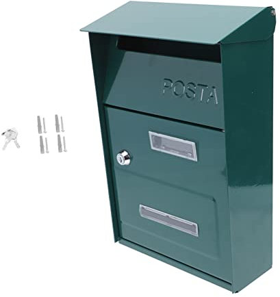 KITANDOVE Kasten Briefkasten mit Schloss Briefkästen Wandzeitungshalter Wandpost Postfach Fallen Lassen vorschlagsbox Post Box briefständer malbox Beschwerdebox Verzinktes Blech Green