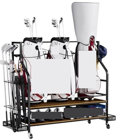 Wooden Golf Club Rack Holder Stand with Basket Golf Bag Storage Organizer for Equipment Garage Rack Furniture