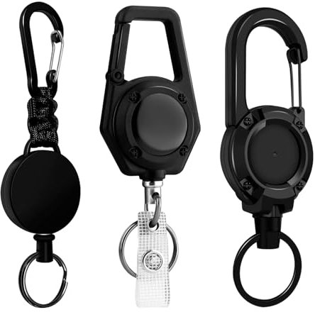 Schlüsselanhänger Ausziehbar 3 Stücke Schlüsselband Ausziehbar, Einziehbarer Schlüsselanhänger Ausweishalter Ausweisjojo mit 60cm Stahldrahtseil für Büro und Außenbereich