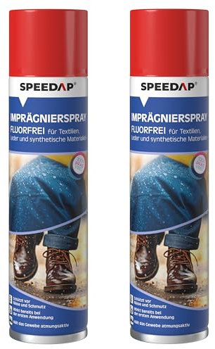 SPEEDAP Imprägnierspray fluorfrei 2er Pack | 400 ml | frei von PFAS | zuverlässiger Schutz vor Nässe und Schmutz | Wirkt bereits bei der ersten Anwendung | Vielseitig einsetzbar | Made in Germany