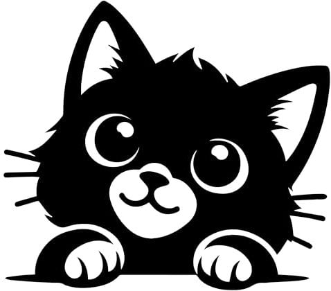 Pack of 2 Cute Pet Cat Peeking Waterproof Vinyl Sticker - Wall Decal, Laptops, Car, Water Bottles, Motorbikes, Vans, Fun Gifts (8cm x 7cm (3.1 x 2.7))