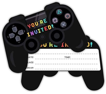 AIYONG 12 x Video Gaming Game Party Invitation Cards Children's Birthday Party Invitation Boys Girls Invitation Children's Birthday Party with Envelope, Gaming Children's Birthday Party Consoles Gamer