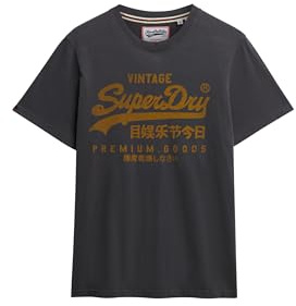 Superdry Mens 'Vl Classic Tee' Vintage Lable T-Shirt - Shorts Sleeve (Charcoal) L