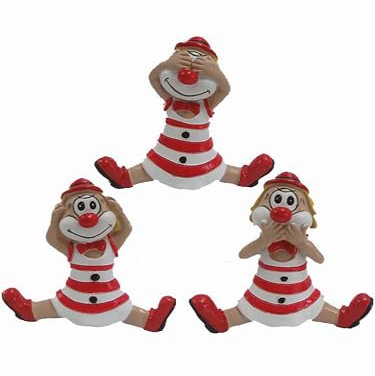 Pommerntraum ® | 3-ER Set! WohnDekoration Dekorationsfiguren 3 Clown-Figuren Clowns Clownfiguren Zirkusfiguren Harlekine Nichts HÖREN Nichts Sagen Nichts SEHEN (Clowns)