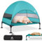 Erhöhtes Hundebett Outdoor mit Dach，Hundeliege Klappbar mit Anti-Rutsch-Füßen, Hundezelt Outdoor mit Großem Schatten, Kühlendes ErhöHtes Hunde Bett für Camping, Garten, Strand & Pool