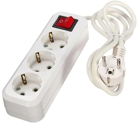 3-Wege-Steckdosenleiste mit Schalter, 1,5 m, 3G, 1,5 mm², Weiß – Verbinden Sie mehrere Geräte und steuern Sie die Stromversorgung einfach.