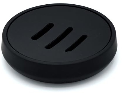 Seifenschale Schwarz Rund – Elegante Seifenablage Waschbecken mit Ablauf – 2-teiliger Seifenhalter Kunststoff – Minimalistische Soap Dish für Bad & Dusche