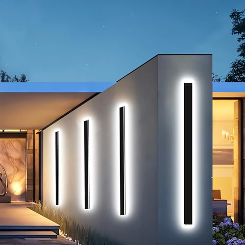 ENMLN 1Stück 100cm Außenwandleuchten, 3000K-6000K Dimmbare Außen LED Wandleuchte für Garage und Vordertür, Schwarz Lange Außenwandlampe IP65 Wasserdicht für Villa Schlafzimmer, Wohnzimmer Innen