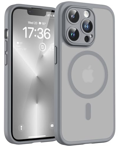 TOCOL für iPhone 13 Pro Hülle, Kompatibel mit MagSafe, Grau | Vollständiger Kameraschutz Handyhülle, Eingebauter Magnetring Case, Militärschutz Stoßfest Kratzfest Haltbarkeit Phone Cover